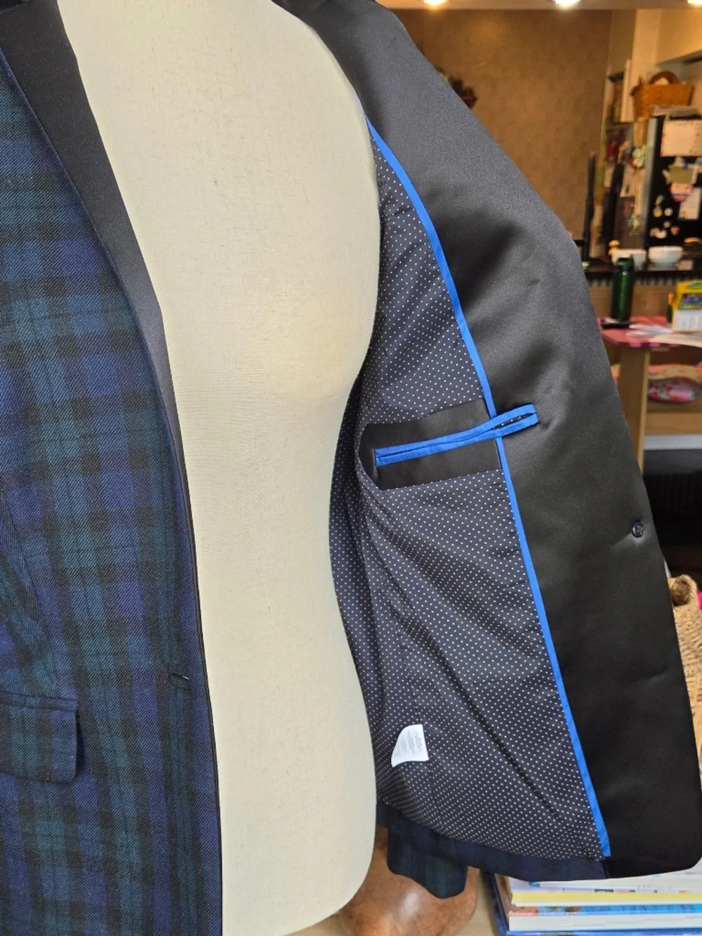 J. Crew Regent Tuxedo Blazer in Black Watch Tartan Plaid Vintage